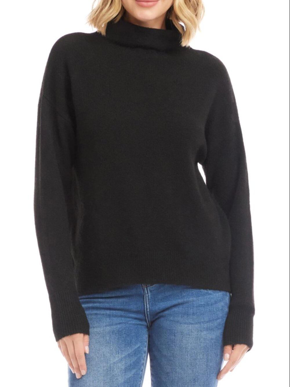 Karen Kane Funnel Neck Sweater in Black Size Small